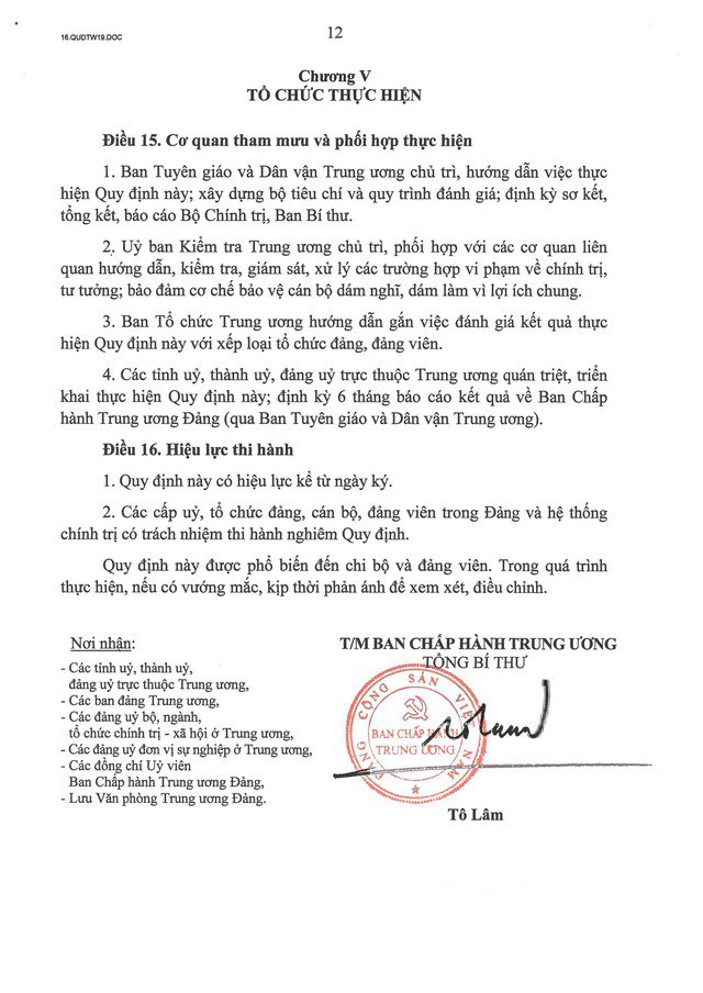 Trách nhiệm của người đứng đầu theo Quy định 19-QĐ/TW là gì? | AI Hay ...